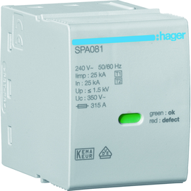 SPA081 Hager Steckmodul L-N/PEN 350V 25kA Produktbild front M