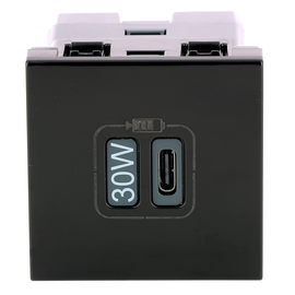 079185L Legrand Mosaic USB Typ-C Ladesteckdose 2-modulig, Ladeleistung 3 Produktbild front M