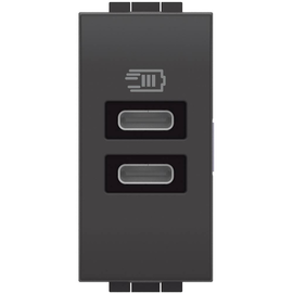 L4191CC Bticino LivingLight USB- Ladesteckdose 1-modulig mit 2x USB-C in Produktbild front M