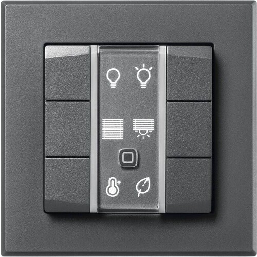159869A0 EQ-3 Homematic Homematic IP Wired Wandtaster-6-fach, anthrazit Produktbild Front View L