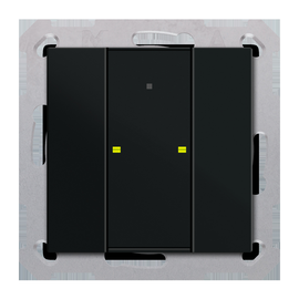 RF-TA55A206.01 MDT KNX RF+ Funk Taster Plus 2-fach mit Aktor, 55 mm, Schwarz m Produktbild front M