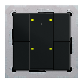 RF-TA55A406.01 MDT KNX RF+ Funk Taster Plus 4-fach mit Aktor, 55 mm, Schwarz m Produktbild front M