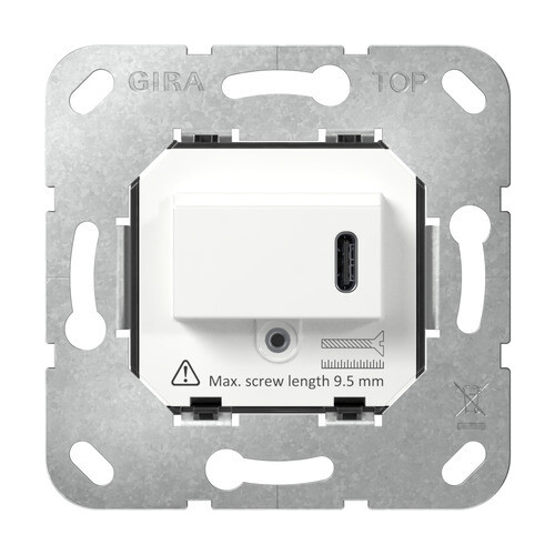 236200 Gira USB-Spannungsvers. PD Typ C Einsatz Weiß Produktbild Front View L