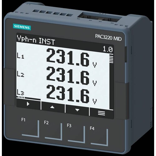 7KM32202BA011JA0 Siemens SENTRON Power Monitoring PAC3220 MID, Fronteinbau, 69 Produktbild Front View L