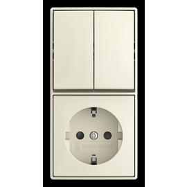 2TKA00005539 Busch-Jaeger Kombination 2- fach Wippschalter mit Steckdose Safety+ Produktbild front M