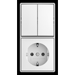 2TKA00005538 Busch-Jaeger Kombination 2- fach Wippschalter mit Steckdose Safety+ Produktbild front S