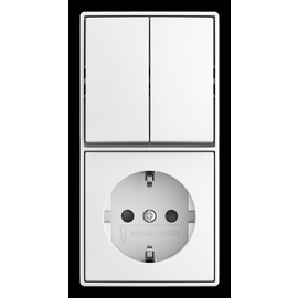 2TKA00005538 Busch-Jaeger Kombination 2- fach Wippschalter mit Steckdose Safety+ Produktbild front M