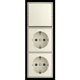 2TKA00005545 Busch-Jaeger Kombination 1- fach Wippschalter mit Doppelsteckdose S Produktbild front M