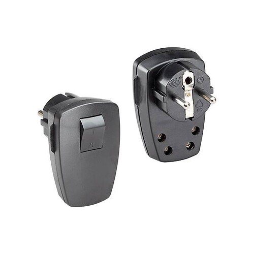 911.171 Bachmann Schuko Winkelstecker mit Schalter schwarz Produktbild Front View L