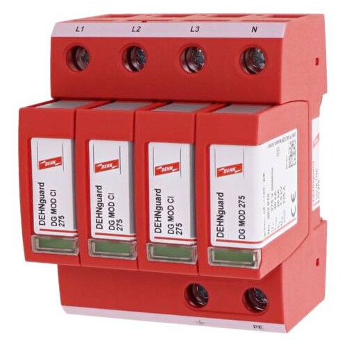 952401 DEHN Überspannungsableiter Typ2 DEHNguard M 4-polig für TN-S-Systeme Produktbild Additional View 1 L