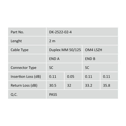 DK-2522-02/4 Digitus LWL Duplexkabel SCSC  2m OM4 50/125µ Produktbild Additional View 1 L