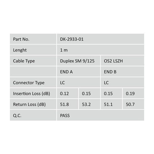 DK-2933-01 Digitus LWL Duplexkabel LCLC 1m OS2 9/125µ Produktbild Additional View 1 L