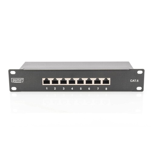 DN-91608S Digitus CAT.6  Patchpanel, 8xRJ45 STP 10 1HE, RAL9005, STP Produktbild Additional View 1 L