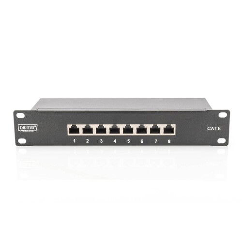 DN-91608S Digitus CAT.6  Patchpanel, 8xRJ45 STP 10 1HE, RAL9005, STP Produktbild Additional View 1 L