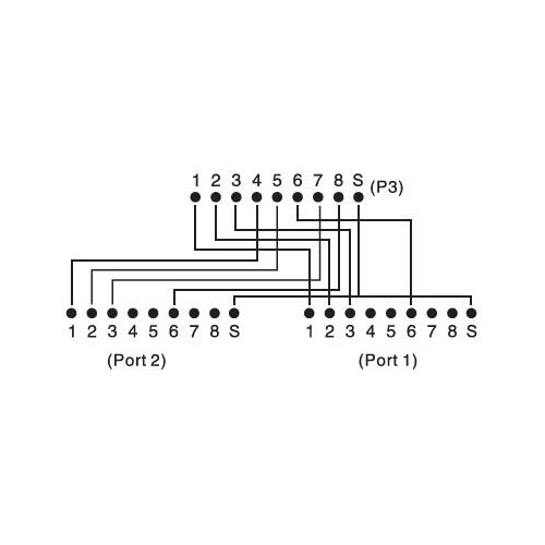 DN-93904 Digitus Patchk.adap. 2x1xRJ45 Cat5e 1-1,2-2,3-3,4-1,5-2,6-6,7-3,86 Produktbild Additional View 1 L