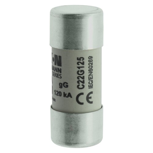 C22G125 Eaton CYLINDRICAL FUSE 22 x 58 125A GG 400V AC Produktbild Additional View 1 L