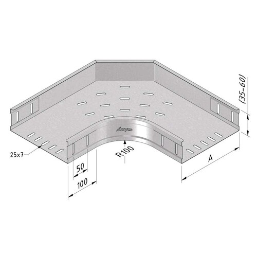 10078 Trayco CT60 B90 600 PG Kabelrinne Bogen   Cable Tray Bend Produktbild Additional View 1 L