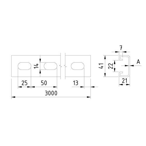 10298 Trayco SP41-21-25-3DG Tragprofil 41x25mm Produktbild Additional View 1 L