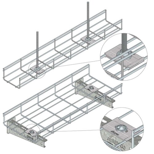 13319 Trayco MT FB PG Gitterrinnen Befestigungsbügel für Wandausleger Produktbild Additional View 1 L