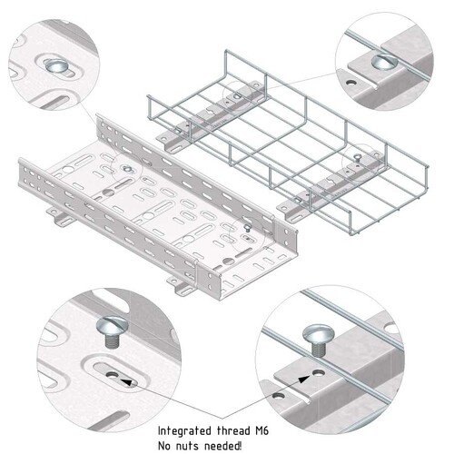 12343 Trayco MT-FWSB-100-PG Gitt. FuÃb./Wand /Aufh.bÃŒgel Produktbild Additional View 1 L