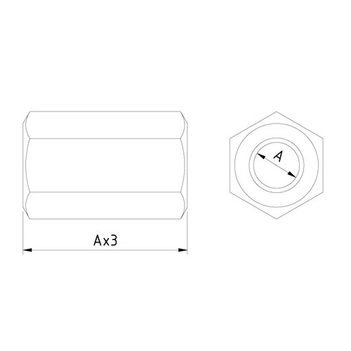 10194 Trayco ANR06-EG Verbindingsmuffe M6 Produktbild Additional View 1 L