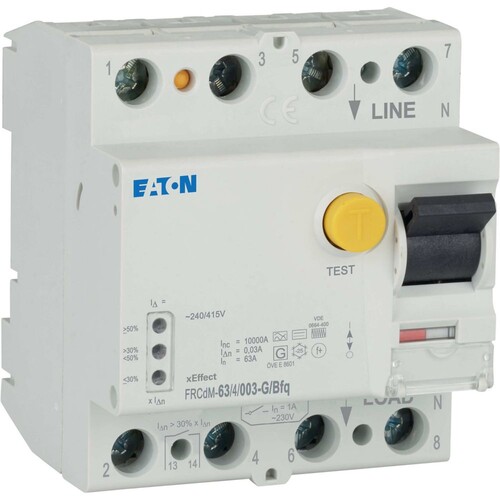 179532 Eaton FRCDM 63/4/003 G/BFQ  dig. FI Schalter 63A 4p 30mA Typ G/BFQ Produktbild Additional View 1 L