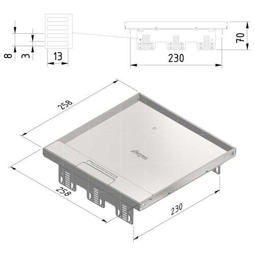 15642 Trayco FS-HC15-SQ-260-SS304 Klappdeckel the Box Edelstahl Produktbild Additional View 1 L