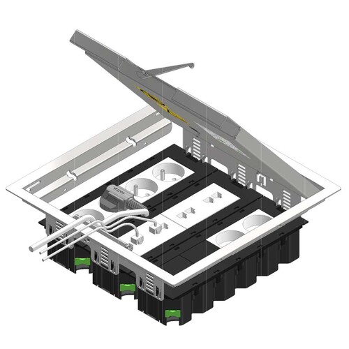 15957 Trayco FS HC15 CE SQ 260 SS304 Klappdeckel the Box flach Edelstahl Produktbild Additional View 1 L