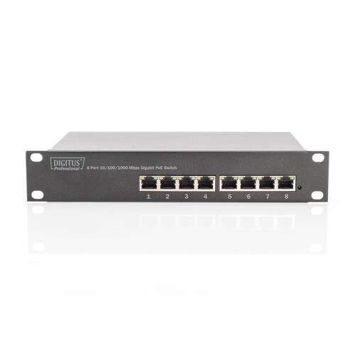 DN-95317 Digitus 10 Zoll 8 Port Gigabit Ethernet PoE switch Produktbild Additional View 1 L