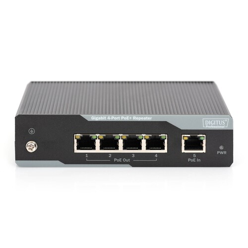 DN-95125 Digitus Gigabit 4  Port PoE+ Repeater Produktbild Additional View 1 L