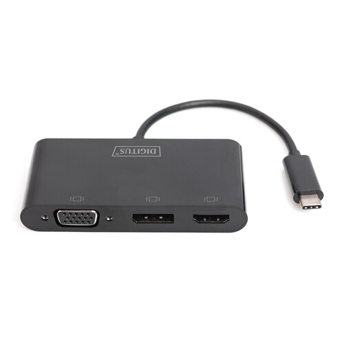 DA-70859 Digitus USB C 3in1 Triple Monitor Adapter (HDMI, DP, VGA) Produktbild Additional View 1 L