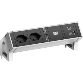 902.907 Bachmann DESK2 2xCH 1xUSB A&C 22W 0,2m GST18 INOX Produktbild front M