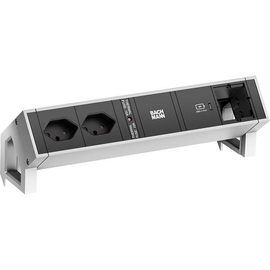 902.911 Bachmann DESK2 2xCH 1xUSB C 30W 1xCM 0,2m GST18 INOX Produktbild front M