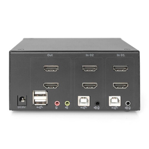 DS-12860 Digitus KVM SWITCH 2 Port, 2xHDMI in 2x HDMI out, 4K60Hz, SD Produktbild Additional View 1 L