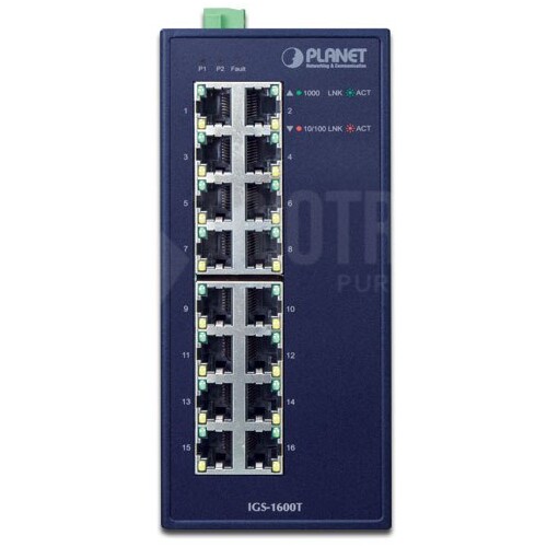 IGS-1600T Planet IP30 Industrial 16 Port 10/100/1000T Ethernet Switch Produktbild Additional View 1 L