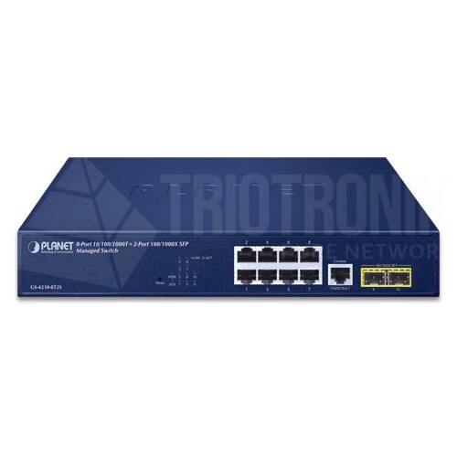 GS-4210-8T2S Planet L2 / 8 Port Managed Gigabit Switch + 2 SFP Interfaces Produktbild Additional View 1 L