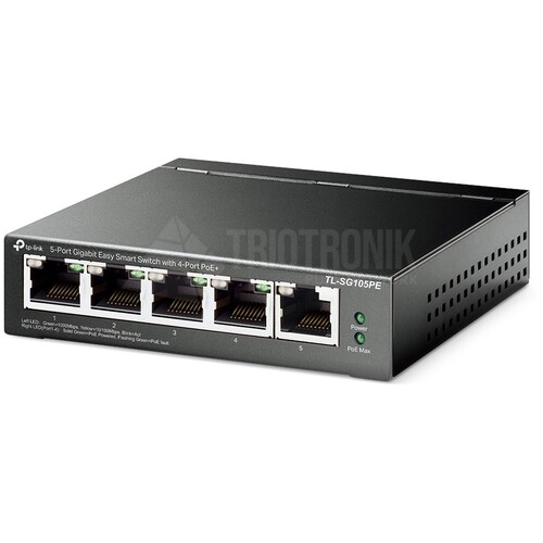 TL-SG105PE TP-Link 5 Port Gigabit Easy Smart Switch with 4 Port PoE+ Produktbild Additional View 1 L