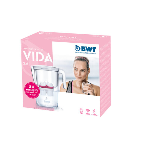 815485 BWT VIDA man. weiss+ 3 x Mg2+ Tischwasserfilter, 2,6 L, manueller Tim Produktbild Additional View 1 L