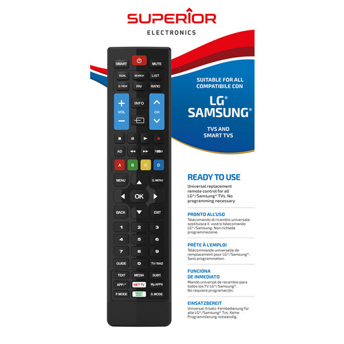 SUPTRB002 Superior Fernbedienung für alle LG/Samsung TV/Smart TV Ready to use Produktbild Additional View 1 L