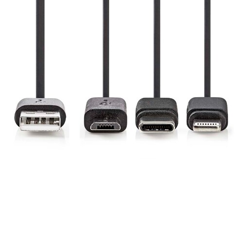 CCGL60620BK10 Nedis USB 2.0 - 3in1-Kabel USB-A auf USB-C/Micro-B/Apple Lightn.8-P Produktbild Additional View 2 L