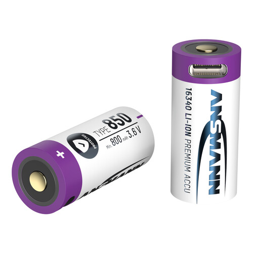 1300-0015 Ansmann Li-Ion Akku 16340 3,6V RCR123 850 mAh mit USB Typ-C Ladebuchse Produktbild Additional View 1 L