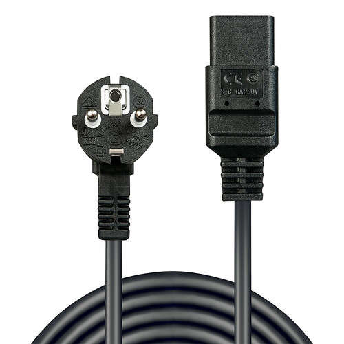 30344 Lindy Netzkabel 2m Schuko-Winkel- Netzste. - C19 Kaltgerätebuchse gerade Produktbild Additional View 1 L