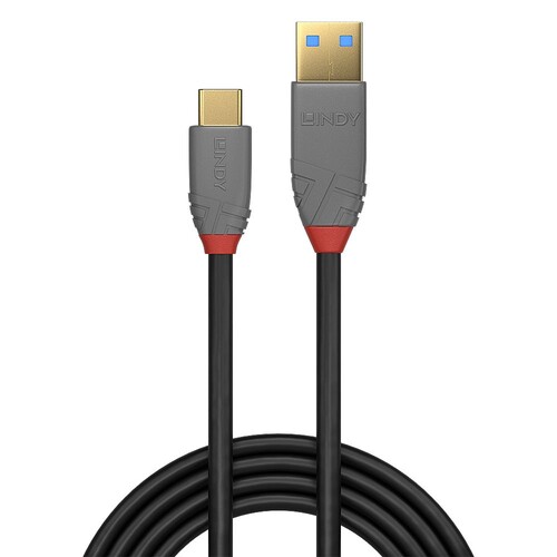 36911 Lindy USB 3.2 Gen2 Kabel 1m USB-A auf USB-C, 15W, 3A, Anthra Line Produktbild Additional View 1 L