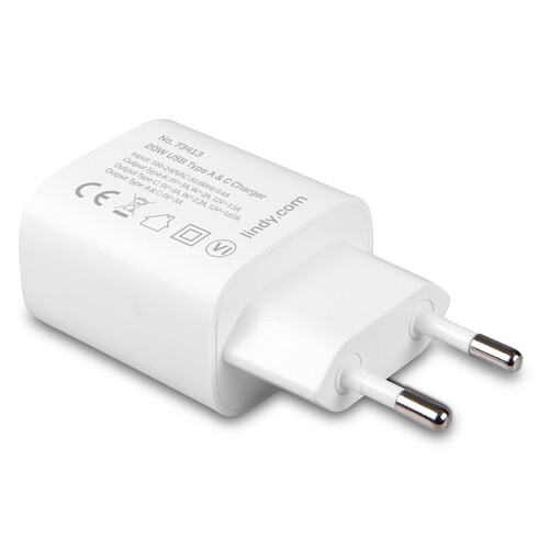 73413 Lindy 20W USB Type A & C Charger Produktbild Additional View 1 L