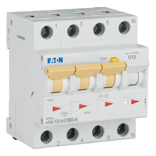 120659 EATON MRB6-13/3N/C/003-A FI/LS FI/LS Kombischalter 3+N 13A 30mA Typ A Produktbild Additional View 2 L