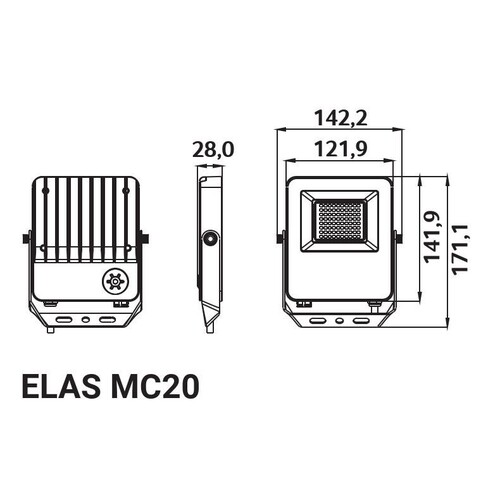 2811344 Eltropa ELAS MC20 LED- Anbaustrahler 10-20W 2400lm IP66 schwarz Produktbild Additional View 2 L