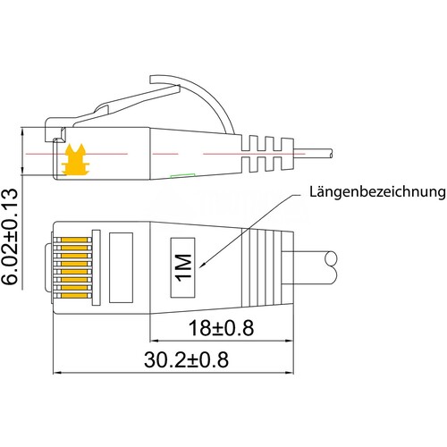 PKW-SLIM-KAT6 0.5GE Wirewin Slim Patchkabel UTP AWG36, 0.5m Gelb Produktbild Additional View 2 L