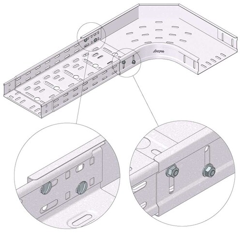 10072 Trayco CT60-B90-100-PG Kabelrinne Bogen 100mm Produktbild Additional View 2 L