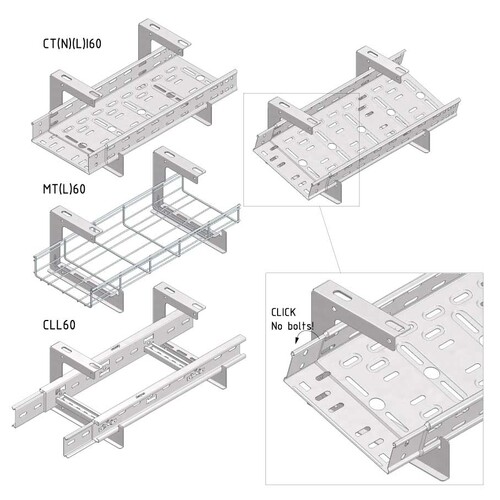 14180 Trayco CT60-CBCL-100-PG C-Bügel klipsbar 100mm Höhe 173mm 0,6kN Produktbild Additional View 2 L