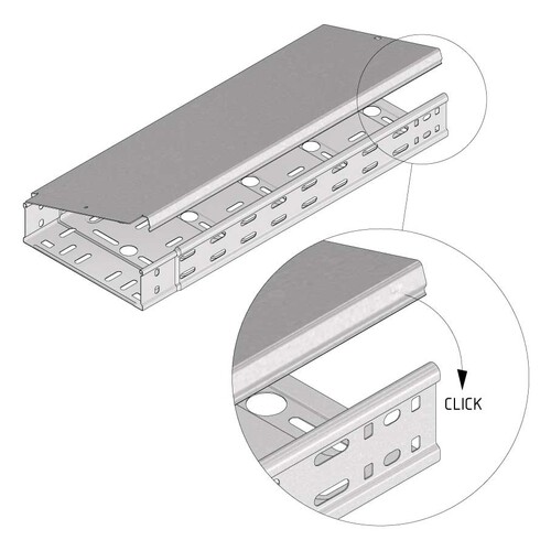 10094 Trayco CT-C-200-2PG Kabelrinne Deckel klipsbar 200mm Produktbild Additional View 2 L